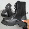 DMF SEEN IT Lace Up Chunky Ankle Boots - Black SHOES