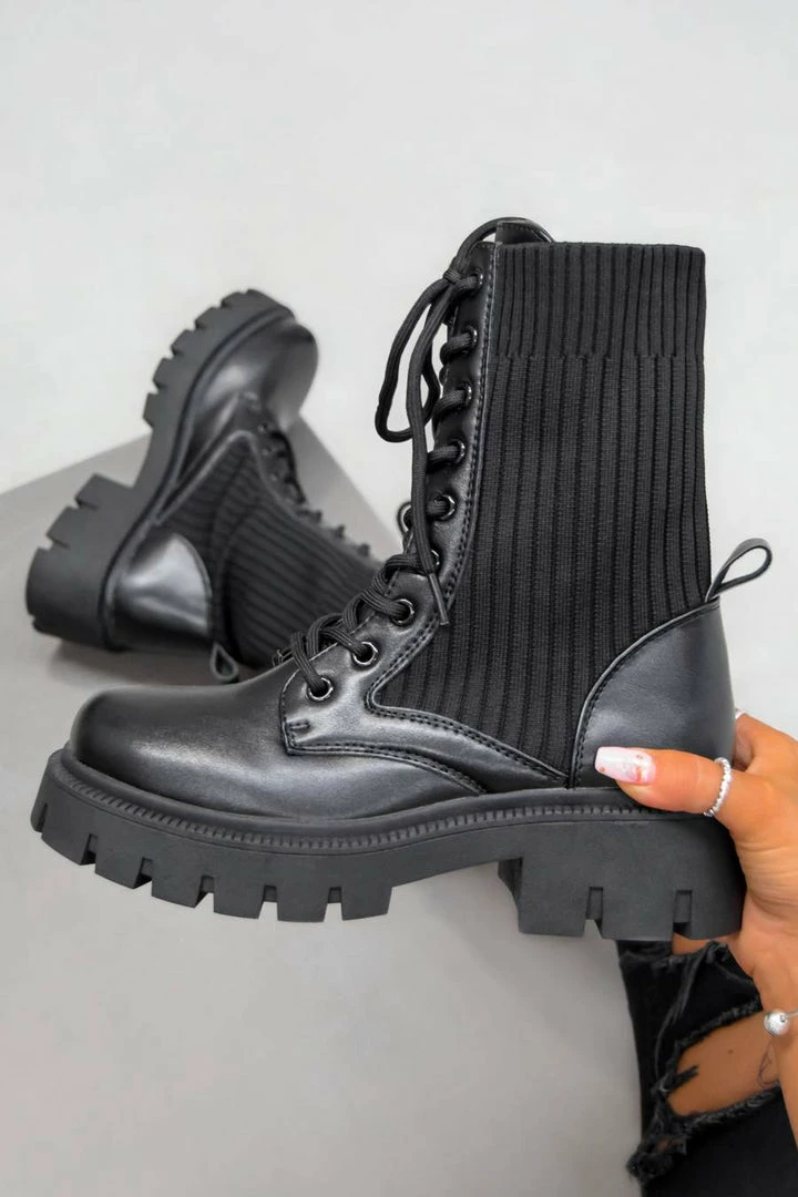 DMF SEEN IT Lace Up Chunky Ankle Boots - Black SHOES 3 DMF SEEN IT Lace Up Chunky Ankle Boots - Black SHOES