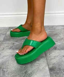 ELG KAYO Chunky Platform Toe Post Sandals - Green