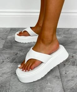 ELG KAYO Chunky Platform Toe Post Sandals - White