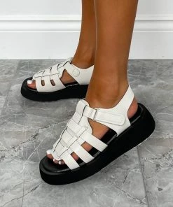 NDS KIKI Chunky Gladiator Sandals - Beige PU SHOES