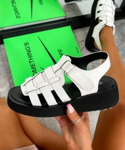 NDS KIKI Chunky Gladiator Sandals - White PU SHOES
