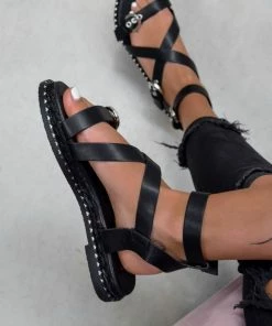 NDS KIMMY Strappy Buckle Sandals - Black PU SHOES