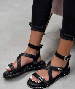 NDS KIMMY Strappy Buckle Sandals - Black PU SHOES
