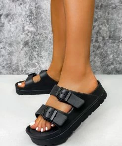 CIT SHOES LAUREL Chunky Buckle Sandals - Black