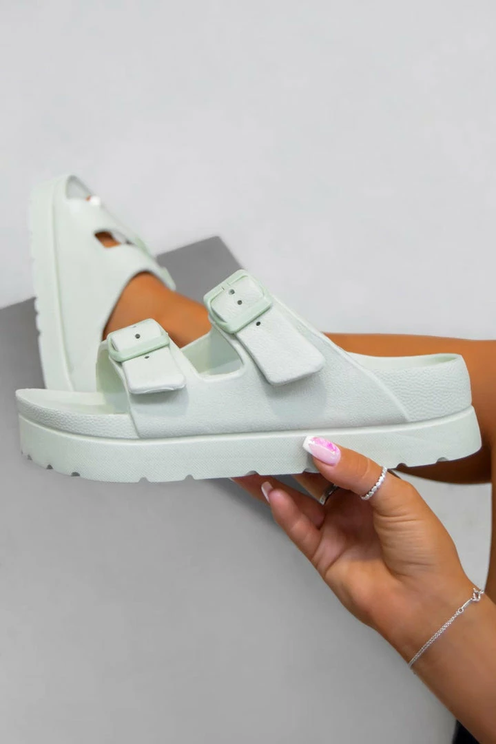 CIT LAUREL Chunky Buckle Sandals - Sage 5 CIT LAUREL Chunky Buckle Sandals - Sage