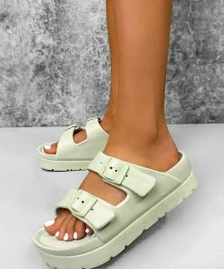 CIT LAUREL Chunky Buckle Sandals - Sage 13 CIT LAUREL Chunky Buckle Sandals - Sage