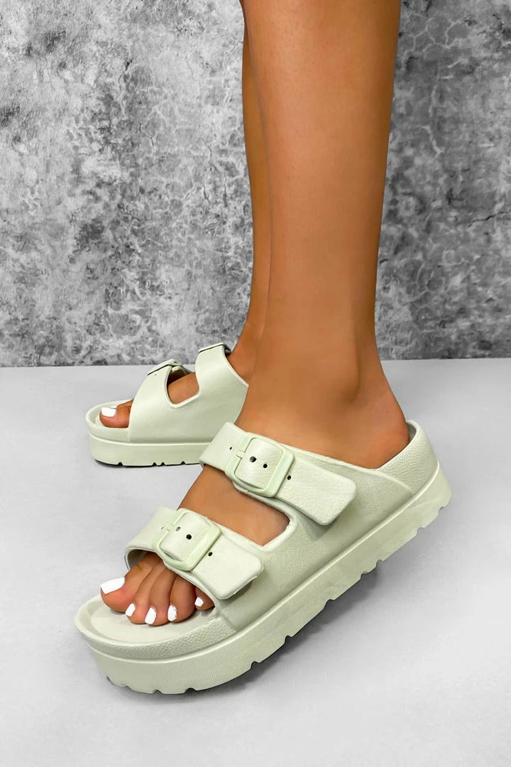 CIT LAUREL Chunky Buckle Sandals - Sage 7 CIT LAUREL Chunky Buckle Sandals - Sage