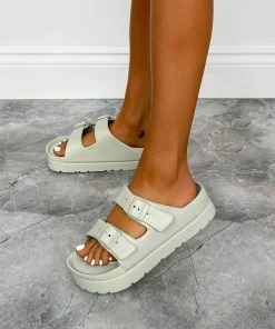 CIT LAUREL Chunky Buckle Sandals - Sage