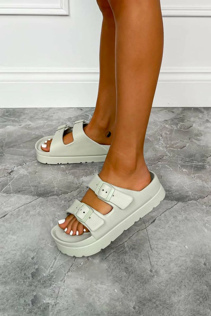 CIT LAUREL Chunky Buckle Sandals - Sage 4 CIT LAUREL Chunky Buckle Sandals - Sage