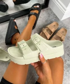 CIT LAUREL Chunky Buckle Sandals - Sage