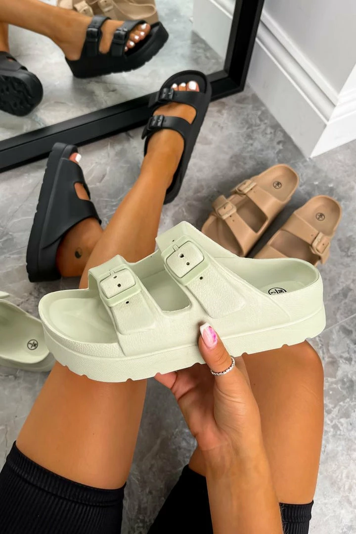 CIT LAUREL Chunky Buckle Sandals - Sage 3 CIT LAUREL Chunky Buckle Sandals - Sage