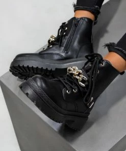 NDS LEAH Chunky Ankle Boots - Black