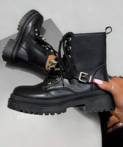 NDS LEAH Chunky Ankle Boots - Black