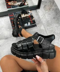CIT LENA Chunky Sandals - Black PU