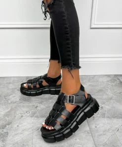 CIT LENA Chunky Sandals - Black PU