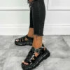 CIT LENA Chunky Sandals - Black Patent