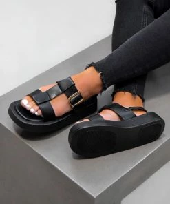 DMF SHOES LEONA Chunky Gladiator Sandals - Black