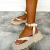 NDS LEONA Chunky Toe Post Sandals - Beige SHOES