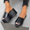 CIT LEVELS Chunky Platform Sandals - Black PU