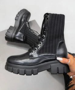 DMF LILI Chunky Ankle Boots - Black SHOES