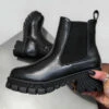 NDS LILLY Chunky Ankle Boots - Black PU SHOES