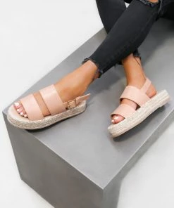 CIT SHOES LILOU Chunky Espadrille Sandals - Nude