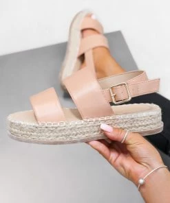 CIT SHOES LILOU Chunky Espadrille Sandals - Nude