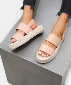 CIT SHOES LILOU Chunky Espadrille Sandals - Nude