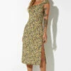 Motel Rocks Lona Midi Dress - Spring Ditsy Yellow CLOTHING