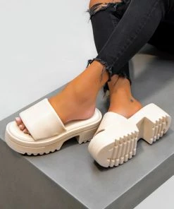 CIT LORELLA Chunky Platform Sandals - Beige