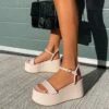 CIT MACEY Chunky Platform Sandals - Beige PU SHOES