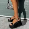 CIT MACEY Chunky Platform Sandals - Black PU