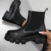 DMF MADDOX Chunky Chelsea Ankle Boots - Black Croc SHOES