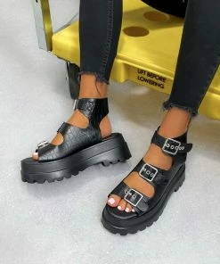 LIV SHOES MARLEY Super Chunky Sandals - Black Croc