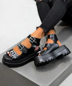 LIV SHOES MARLEY Super Chunky Sandals - Black Croc