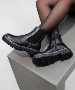 NDS SHOES MIA Chelsea Ankle Boots - Black PU