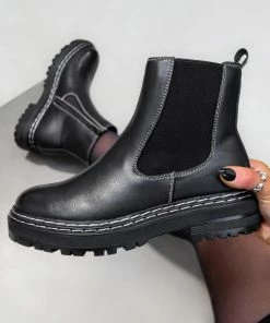 NDS SHOES MIA Chelsea Ankle Boots - Black PU