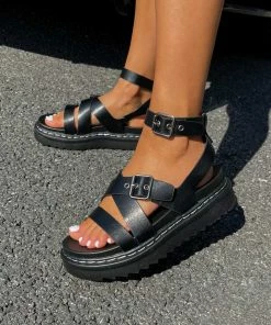 LIV MOTION Chunky Buckle Gladiator Sandals - Black SHOES 12 LIV MOTION Chunky Buckle Gladiator Sandals - Black SHOES