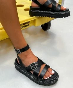LIV MOTION Chunky Buckle Gladiator Sandals - Black SHOES 13 LIV MOTION Chunky Buckle Gladiator Sandals - Black SHOES