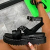 LIV MOTION Chunky Buckle Gladiator Sandals - Black SHOES