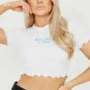 SWD Malibu Embroidered Rib Crop Top - White