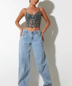 Motel Rocks Motel Conchita Crop Top - Floral CLOTHING