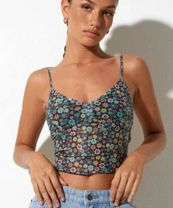 Motel Rocks Motel Conchita Crop Top - Floral CLOTHING