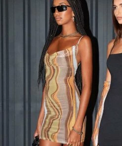 Motel Rocks Bexley Mini Dress Earthy Gradient