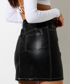 Motel Rocks Broomy Skirt PU - Black