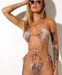 Motel Rocks Leyna Bikini Bottom - Sand Leopard Print