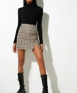 Motel Rocks Pelmy Check Mini Skirt - Tan