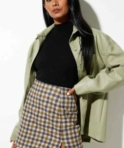 Motel Rocks Pelmy Check Mini Skirt - Tan