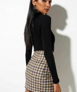 Motel Rocks Pelmy Check Mini Skirt - Tan